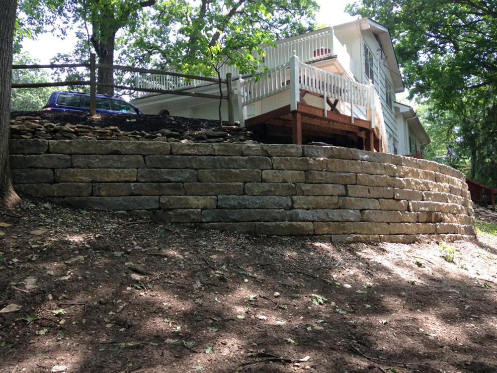 stone retaining wall built by Gradex