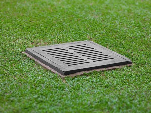 Larger drainage grate in backyard