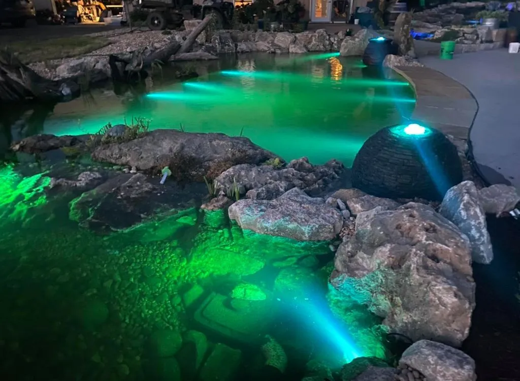 Colorful pond lights