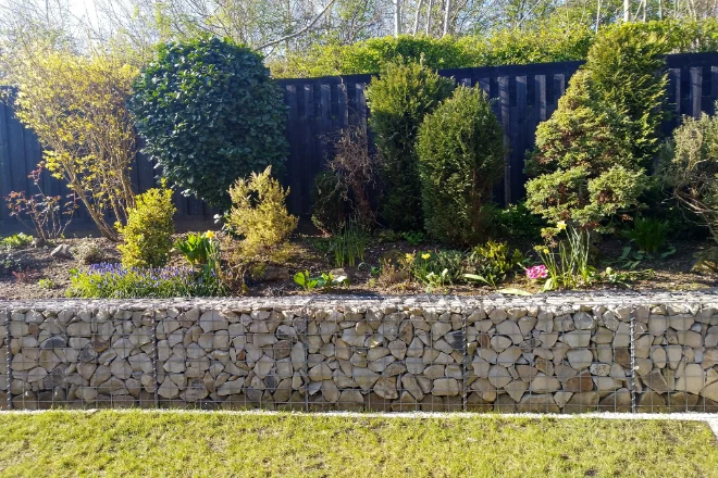 Gabion retaining wall and natural area